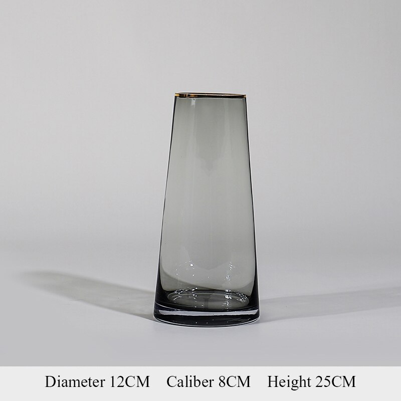 Simple Style Golden Circle Transparent Glass Vase Living Room Decoration Water Flower Glass Bottle Garden Decoration: M