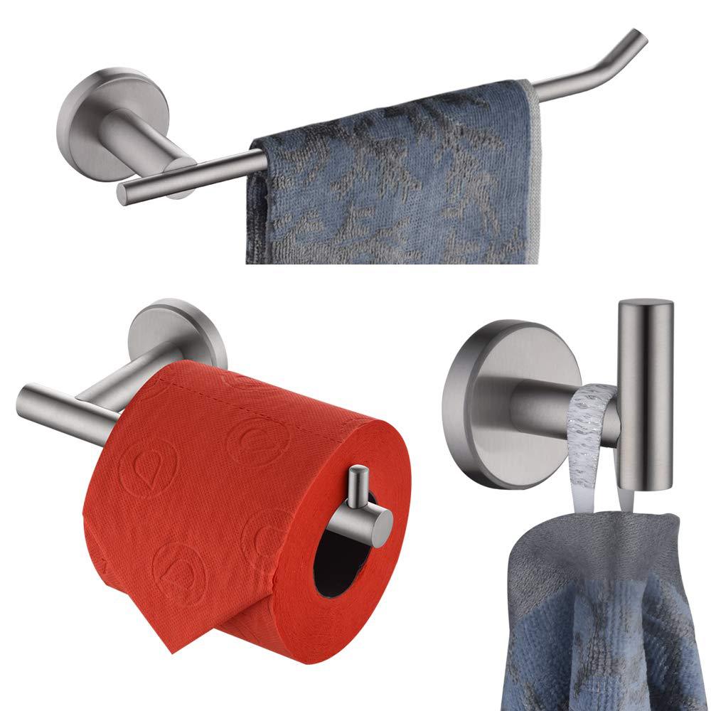 Set matte zwarte badkameraccessoires van roestvrij staal, handdoekhouder voor aan de muur, toiletrolhouder, badjashaak, handdoekring