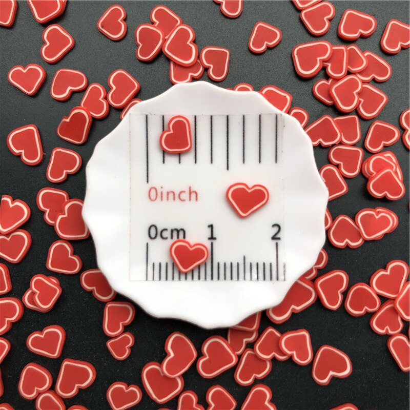 50g rouge coeur polymère argile saupoudrer pour enfants bricolage, argile douce pour artisanat argile/Nail Art/Scrapbook décoration bricolage, remplissage: 150g