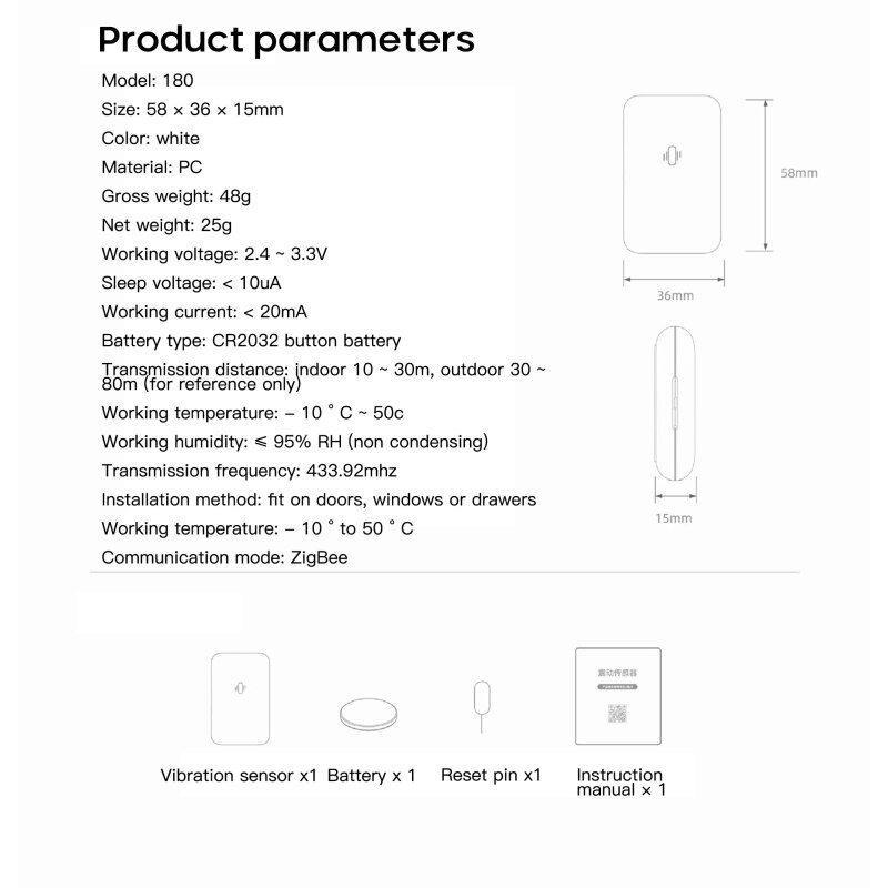 Tuya Smart Vibration Sensor Zigbee 3.0 Shock Sensor Built In Motion Sensor Anti-theft Detect Alarm Smart Life APP Control