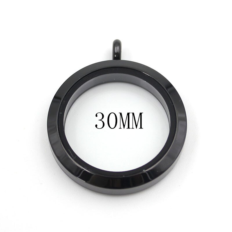 Top 20mm 25mm 30mm Waterproof Screw 316L Stainless Steel Floating Locket Pendant: black 30mm