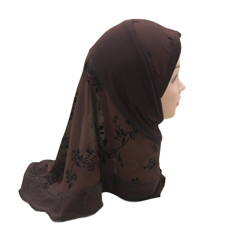 Kids Hijab Voor Moslim Meisje Kind Islam Kinderen Instant Bonnet Bloemen Hijaab Caps Islamitische Kleding Sjaal Hoofddoek: Dark Coffee