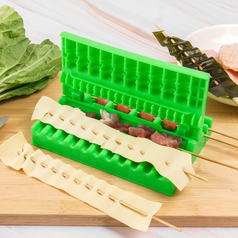 Köttspett maskin 3 in 1 köttsnöre enhet bärbar kebabmaskin bbq spett verktyg för nötkött fläsk churrasco shish kebab