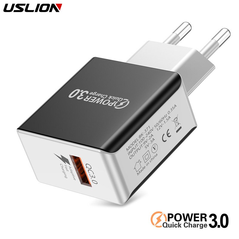 USLION mi ni USB Wand Ladegerät QC 3,0 USB Reise Handy Schnelle Ladegerät Einzel Für iphone 7X8 6 6S Samsung Xiao mi mi 8 Huawei