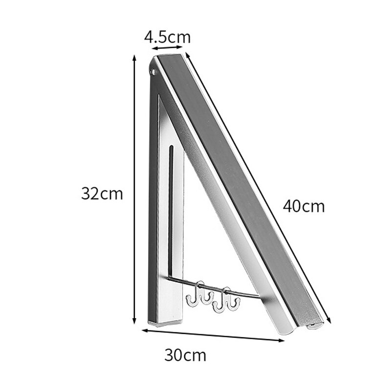 Huishoudelijke Draagbare Vouwen Kleerhanger Muur Gemonteerde Badkamer Droogrek Intrekbare Onzichtbare Kleding Rail Droogrekken: Silver single
