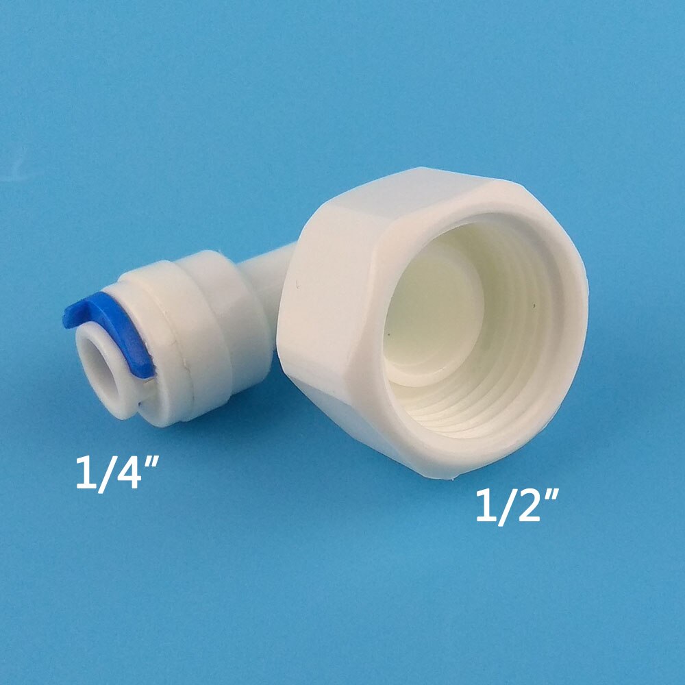 5PCS 1/2" Internal thread to 1/4" Elbow type L RO Water Fitting Tune Quick Connect Reverse Osmosis White elbow connection
