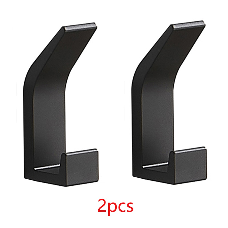 Haken Op De Muur Voor Opknoping Handdoeken Sleutel Kleding Dubbele Haak Rail Gewaad Haak Jas Voor Badkamer Woonkamer Keuken Accessoires: Black 2pcs