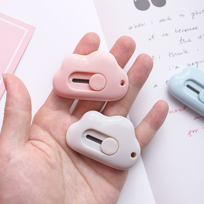 Mini Cute Cloud Utility Knife 9mm Safety Metal Blade Express Box Opener Paper Cutter Art Craft Wrapping Office School F359