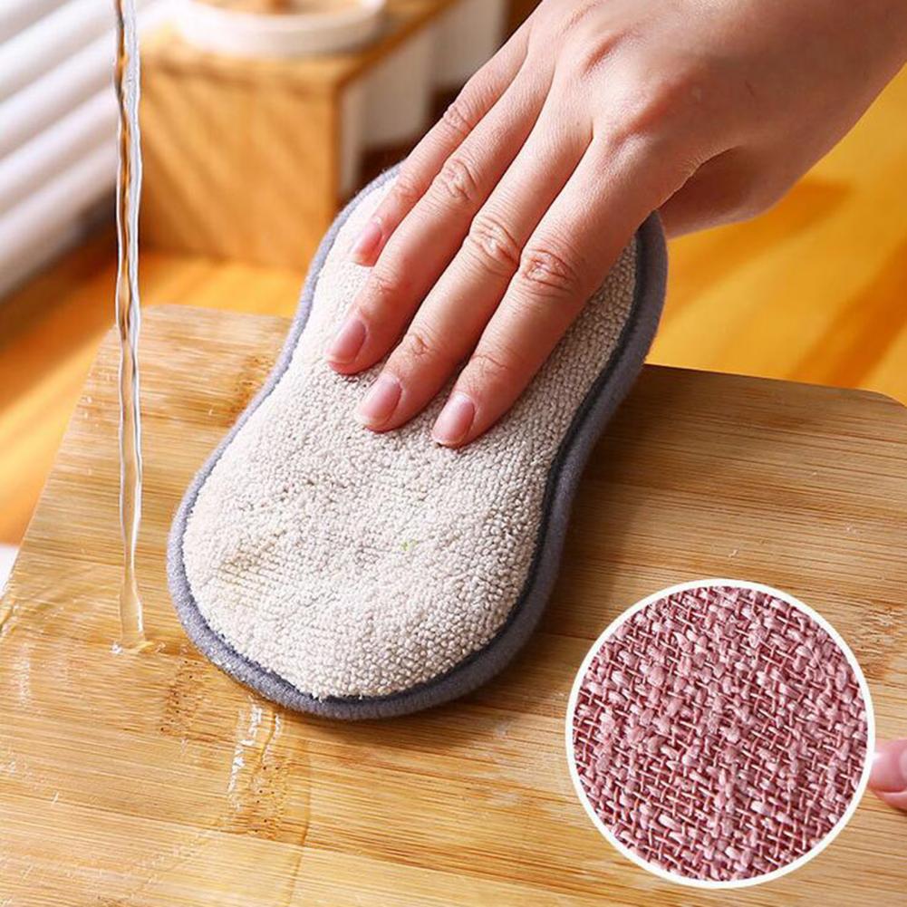 Éponges à récurer pour la vaisselle, anti-rayures, en microfibre, antiadhésives, outils de cuisine, Gadgets de lavage de Pot, 2 pièces