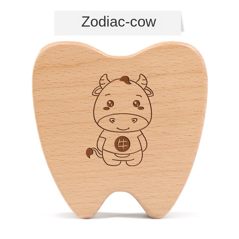 Tand Doos meisje herdenkingsmunt kinderen tand vervanging opbergdoos baby foetale haar behoud collection jongen tanden doos: Cattle