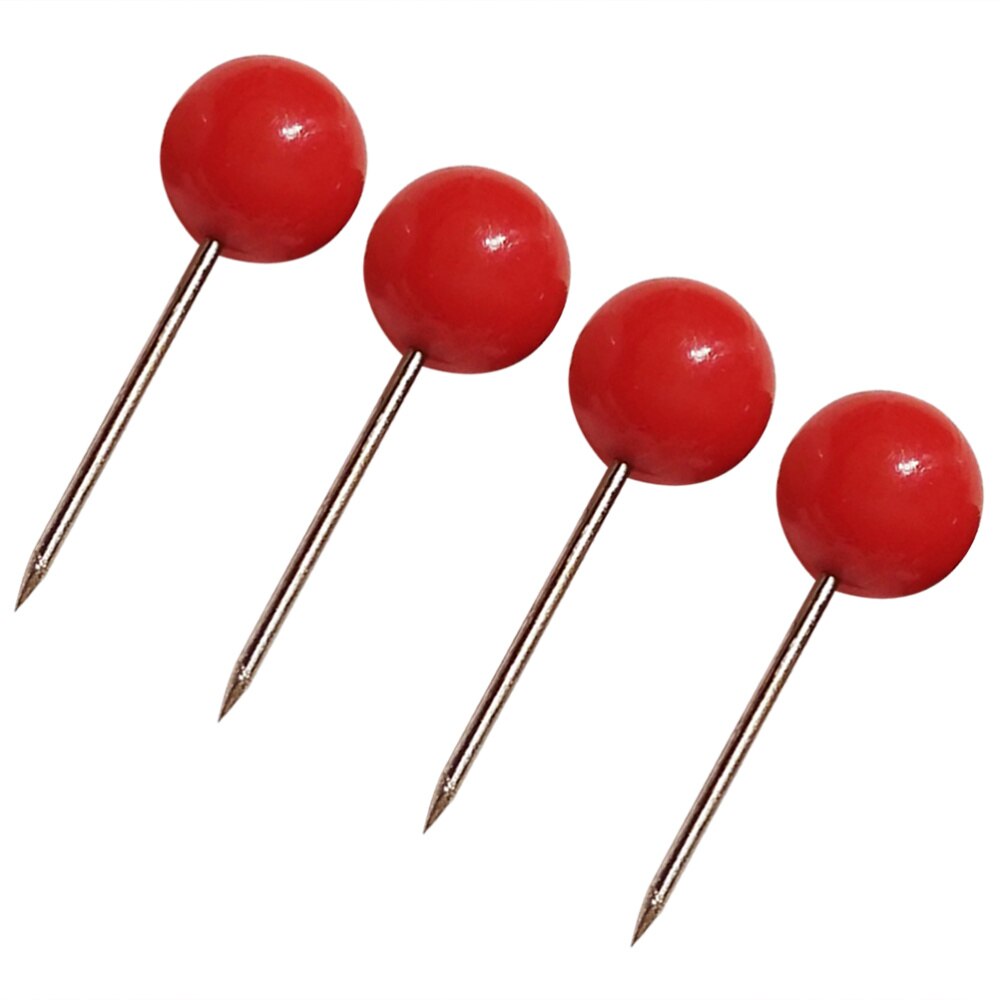 100Pcs Push Pins Round Ball Head Map Tacks with Stainless Point for Office Home Crafts DIY Marking (Red)