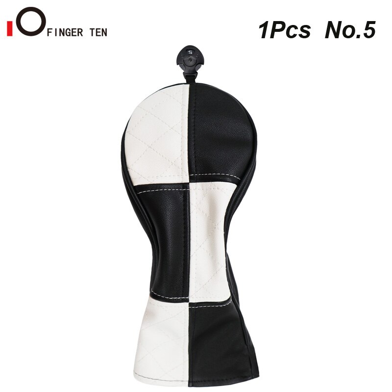 Deluxe Synthetic Leather Golf Head Covers for Woods Driver Fairway Rescue Club Cover No.1 3 5: 1Pc No.5-White Black