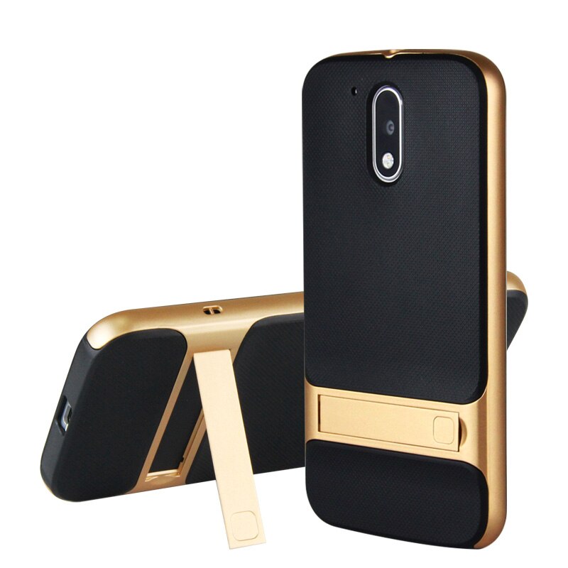 Leanonus 2 en 1 armure housse pour Motorola Moto G4 G4Plus dur PC + Coque arrière souple Coque de protection complète pour Moto G4 Plus Capa: For MOTO G4 / Gold