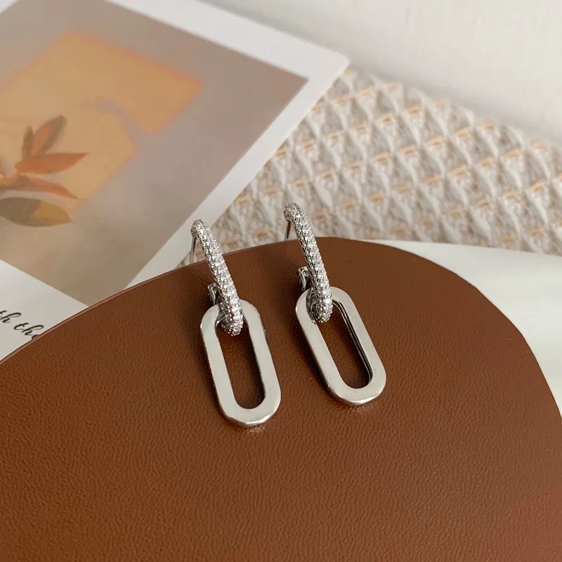 Retro oorbellen met zirkonia steentjes, goud- en zilverkleurige geometrische, onregelmatige ronde oorbellen voor dames en meisjes.: Bruin