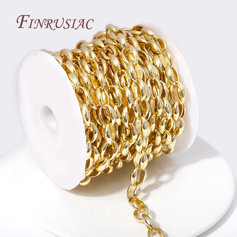 Cadenas grandes y gruesas de Metal de latón chapado en oro de 14K para hacer accesorios de collares, cadenas para hacer joyería DIY, varios estilos