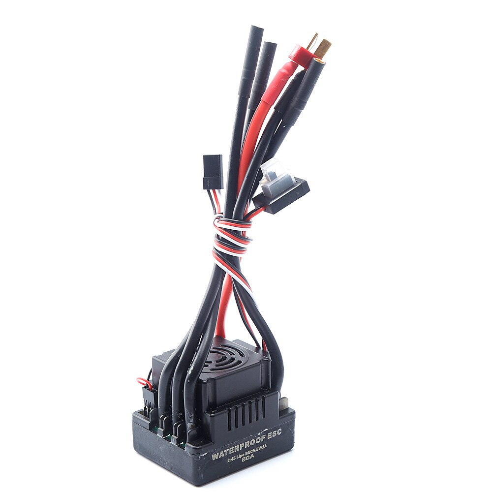 Upgrade Sensorless 60A 80A 120A S-80A S-120A Brushless Waterproof ESC Electric Speed Controller with 5.5V / 3A BEC for RC Car: 80A  ESC with T Plug