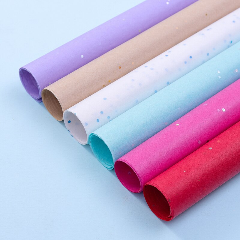 10 hojas de papel tisú con lentejuelas brillantes de 50x66CM, papel artesanal hecho a mano, flores, embalaje de , suministros de decoración del hogar para de boda
