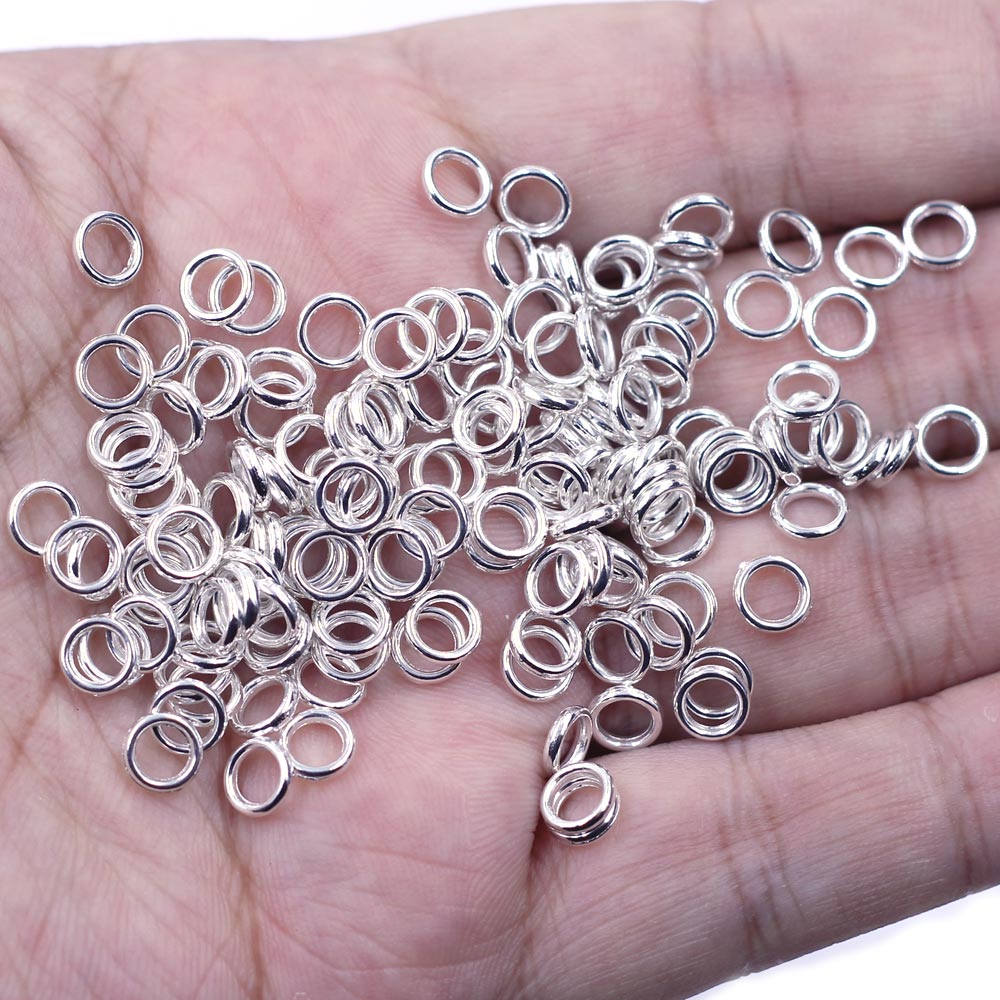 200 sztuk posrebrzany okrągły Metal lutowane zamknięte Jump pierścionki biżuteria DIY dokonywanie ustalenia 6mm