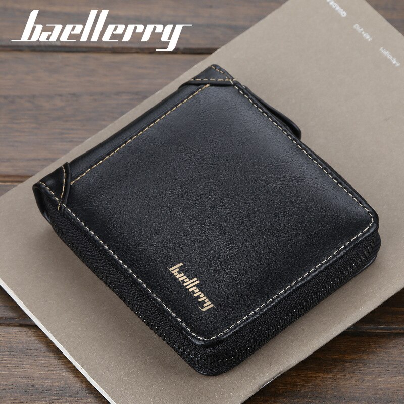 Baellerry Casual Men's Short Wallet Europe Multi-function Card Holder Zipper Cross Section Coin Small Purse British Youth Soft