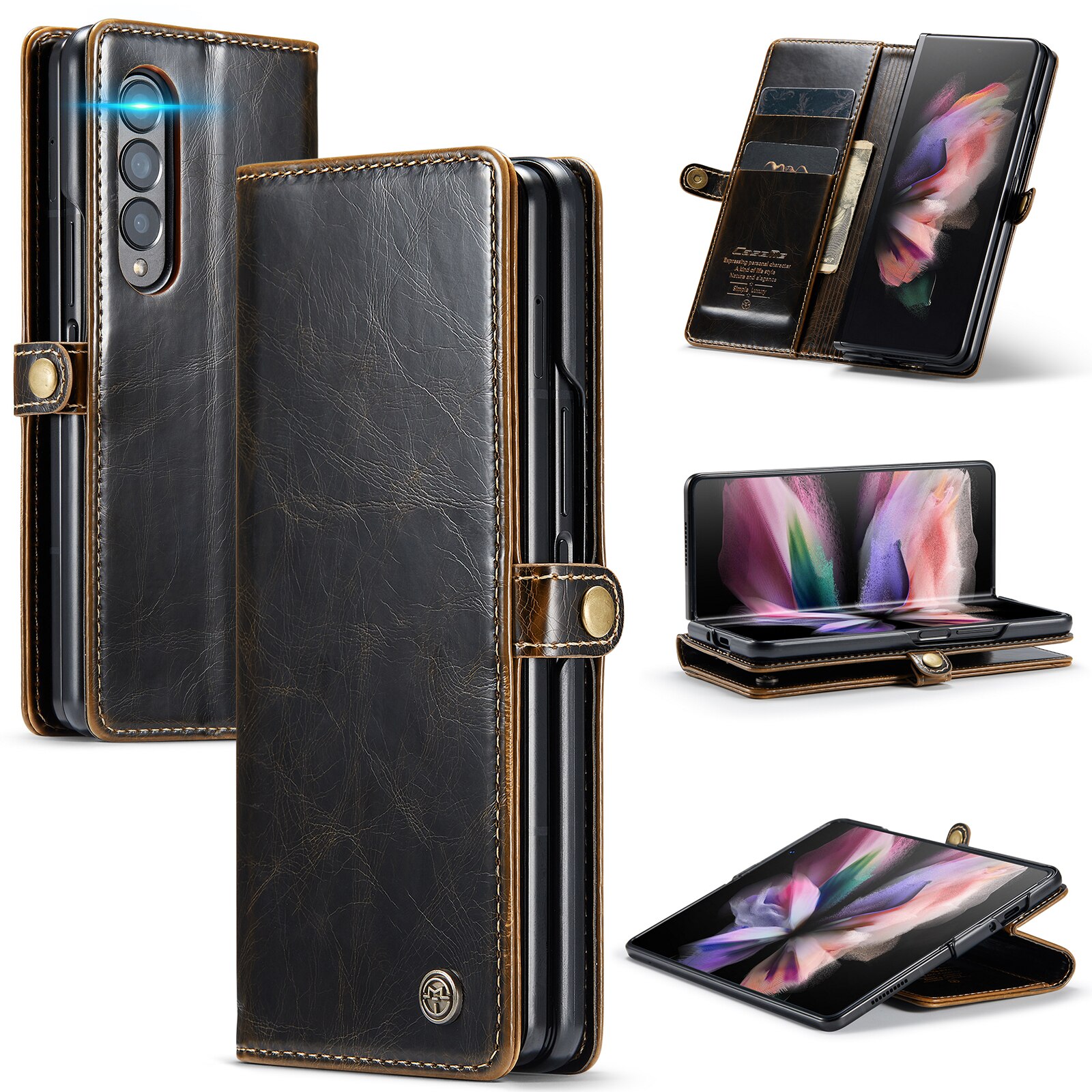 Volledige Bescherming Business Leather Case Voor Samsung Galaxy Z Fold3 Vouw 3 5G Card Pocket Mobiele Telefoon Cover Voor samsung Z Vouw 3