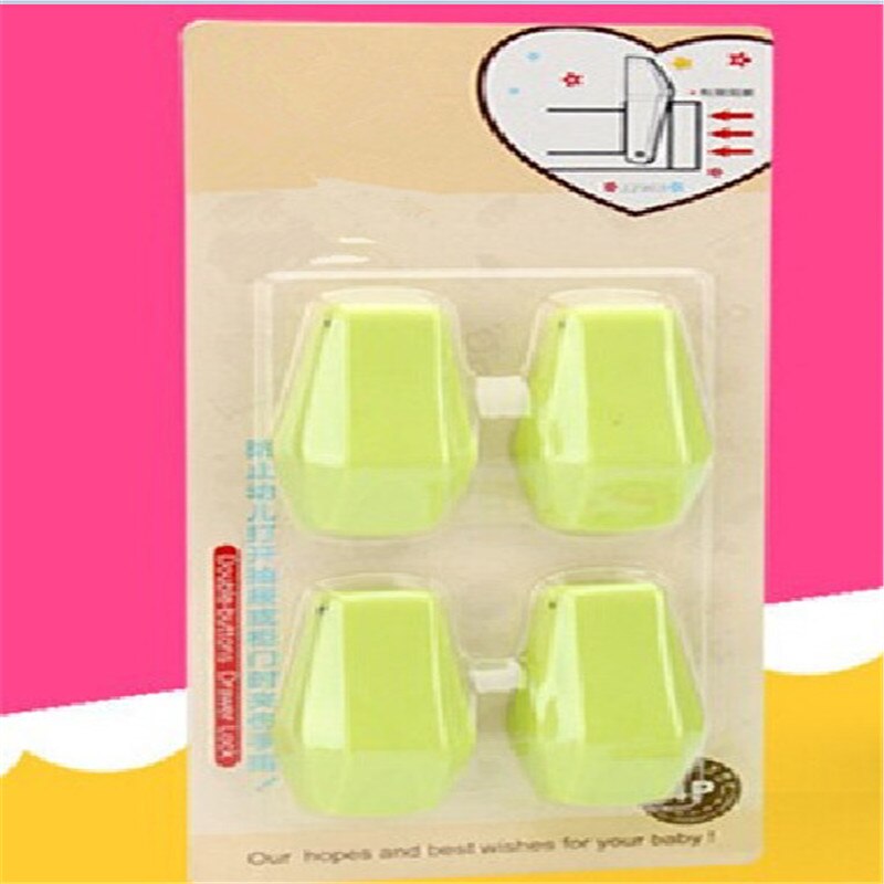4 Pcs/ Set Child Safety Products Baby Care Drawer Hand Anti Pinch Device Baby Safety Security Seguridad Cabinet Locks Straps: green
