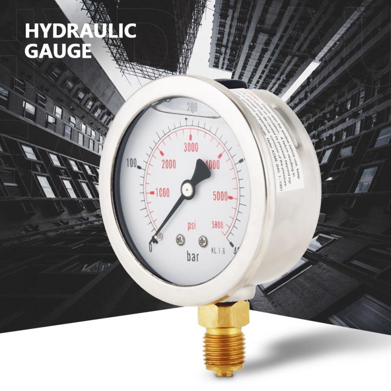 0-400BAR 0-5800PSI G1/4 63mm Dial Metal hidráulico medidor de presión herramienta de medición de presión