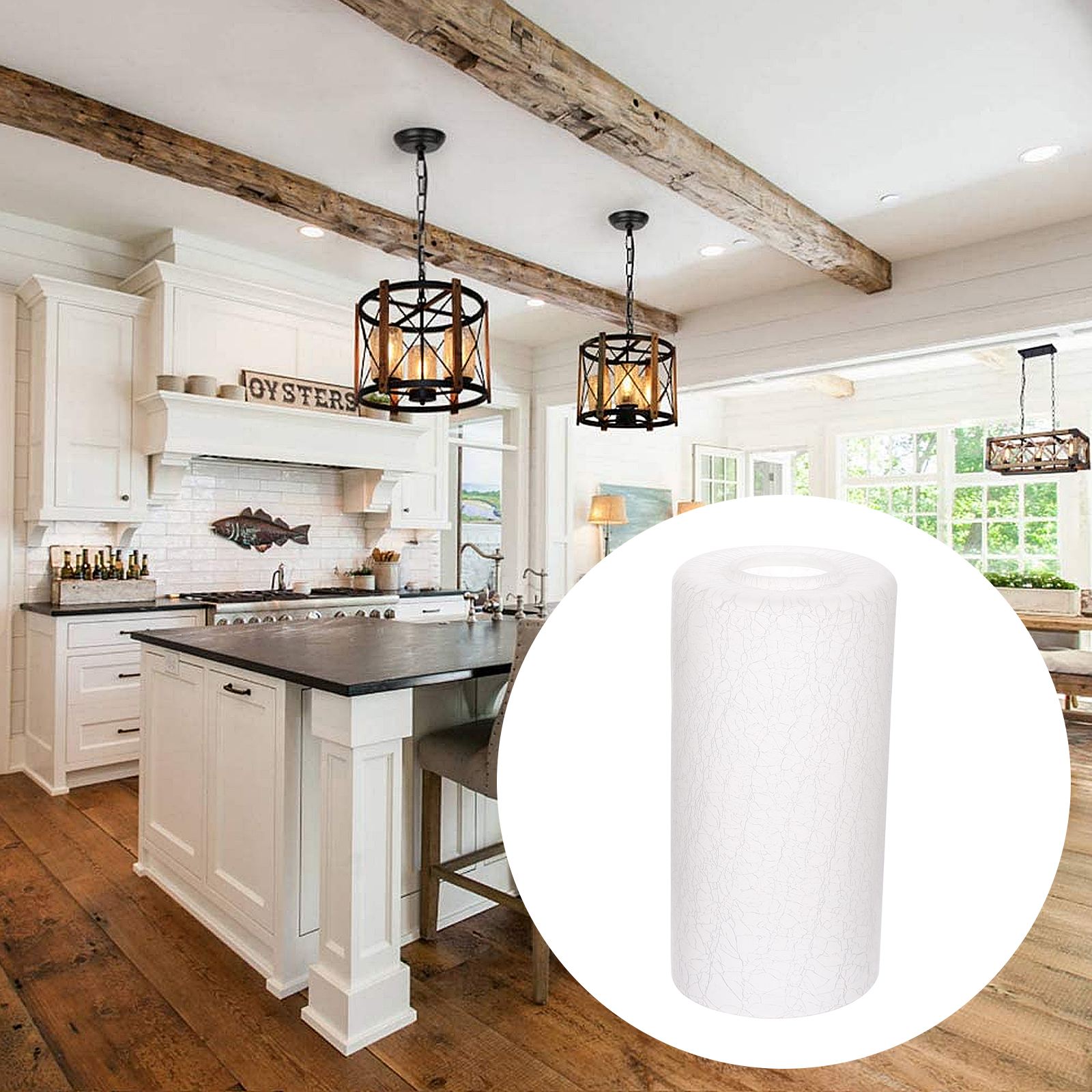 Cylindrical Shape Lampshade Replaceable Glass Lamp Shade Delicate Lampshade for Desktop Office Shop Home