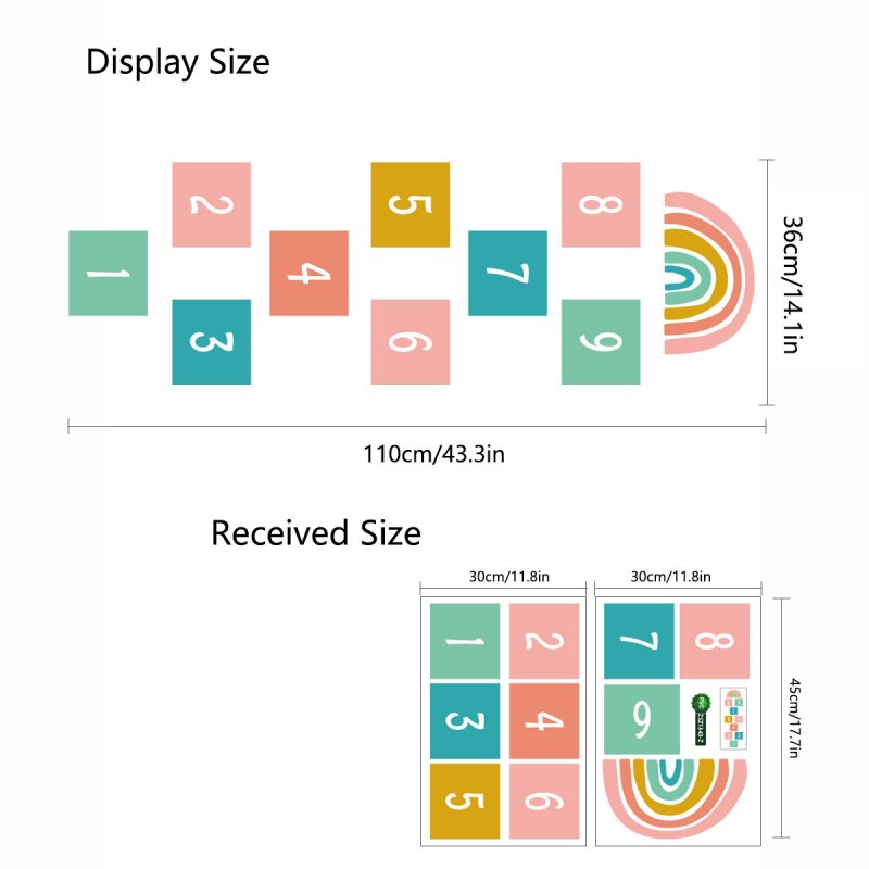 Kid Decor Rainbow Numbers Grid Children Wall Stickers Ground Stickers Floor Sticker Kids Kindergarte Game Decoration Home: zsz1343