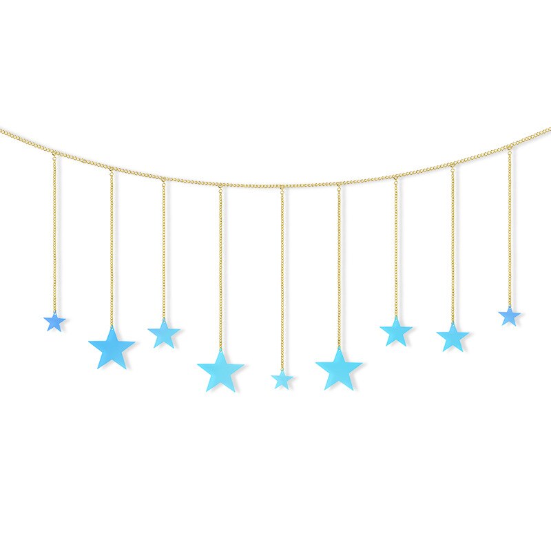 Décoration murale suspendue en forme de lune ou de soleil, pièce ronde en métal, pour salon, pour enfants, avec chaînes: D1-1PC