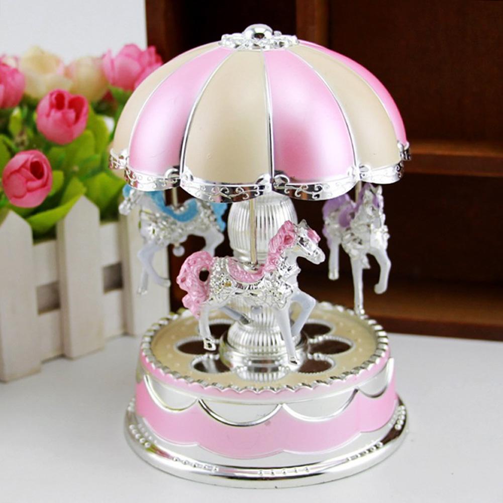 Baby Cute Music Toy LED Light Merry-Go-Round Music Horse Toy Box Christmas Birthday Toys Carousel Home Decoration