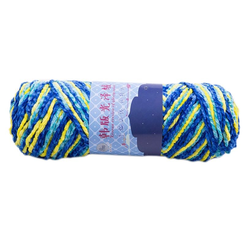 200g kamgarn faux akryl regnbågsfärg glänsande stickat garn tjock virktråd a: C