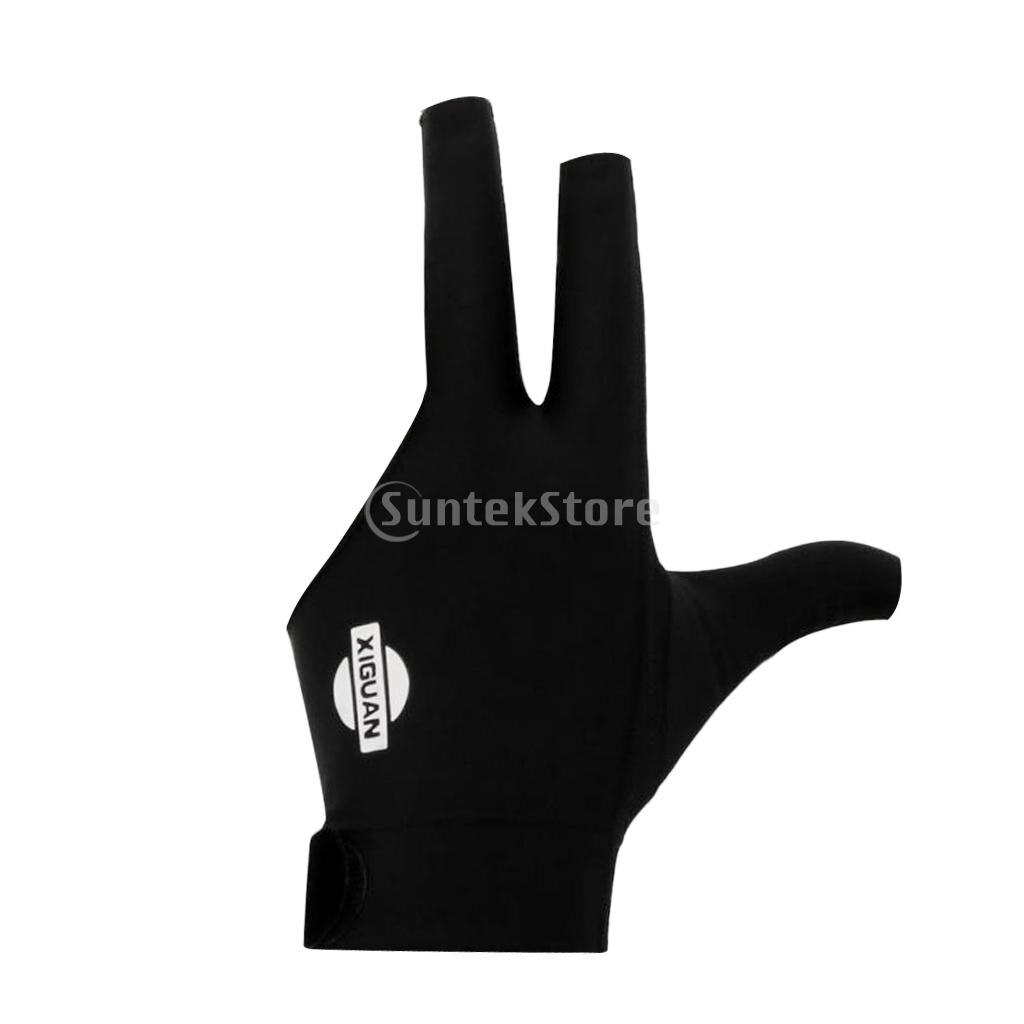3 doigts extensible respirant absorbant la sueur gauche main Snooker gant billard billard gant bleu rouge noir: Black 
