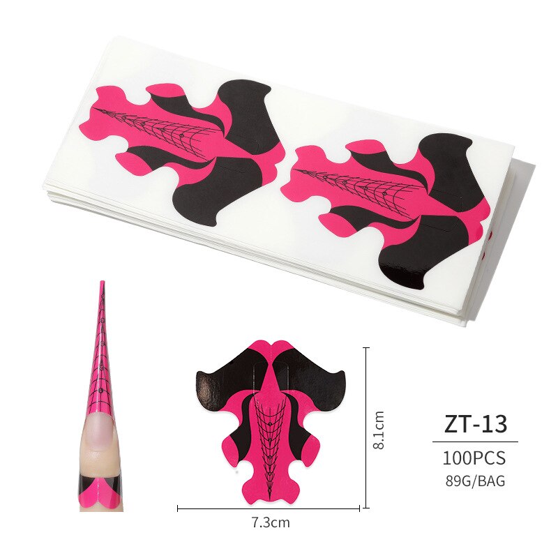 100 Pcs/Lot French Nail Form Tips Nail Extension Art Tools False Nails Art DIY Guide Forms Manicure Set Nail Forms Extension: 13