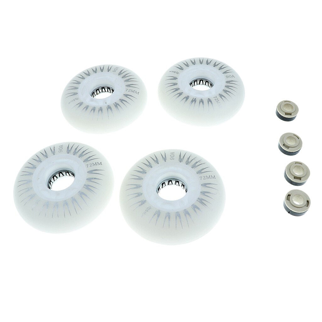 Patines en línea con luz LED, ruedas de repuesto para patines, 4 unidades: White 72mm