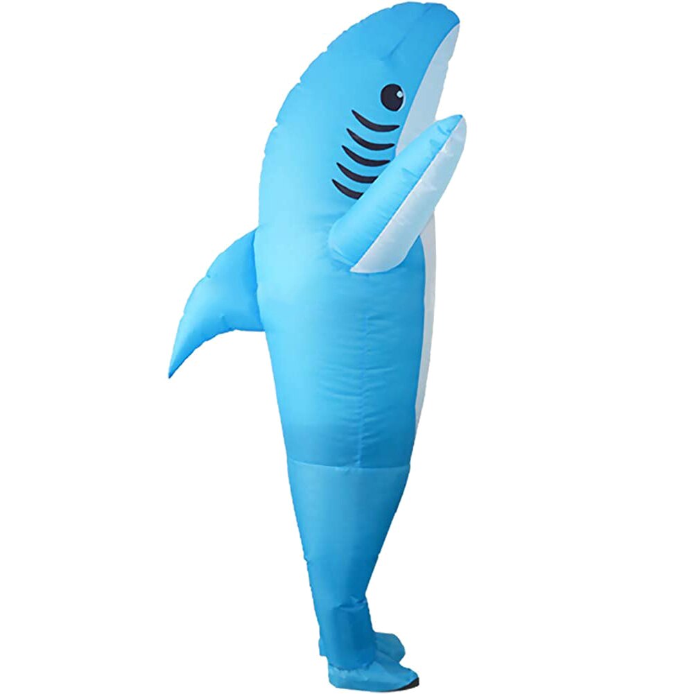 Outdoor Opblaasbare Kostuum Shark Game Fancy Dress Party Jumpsuit Cosplay Outfit Prop: Blauw