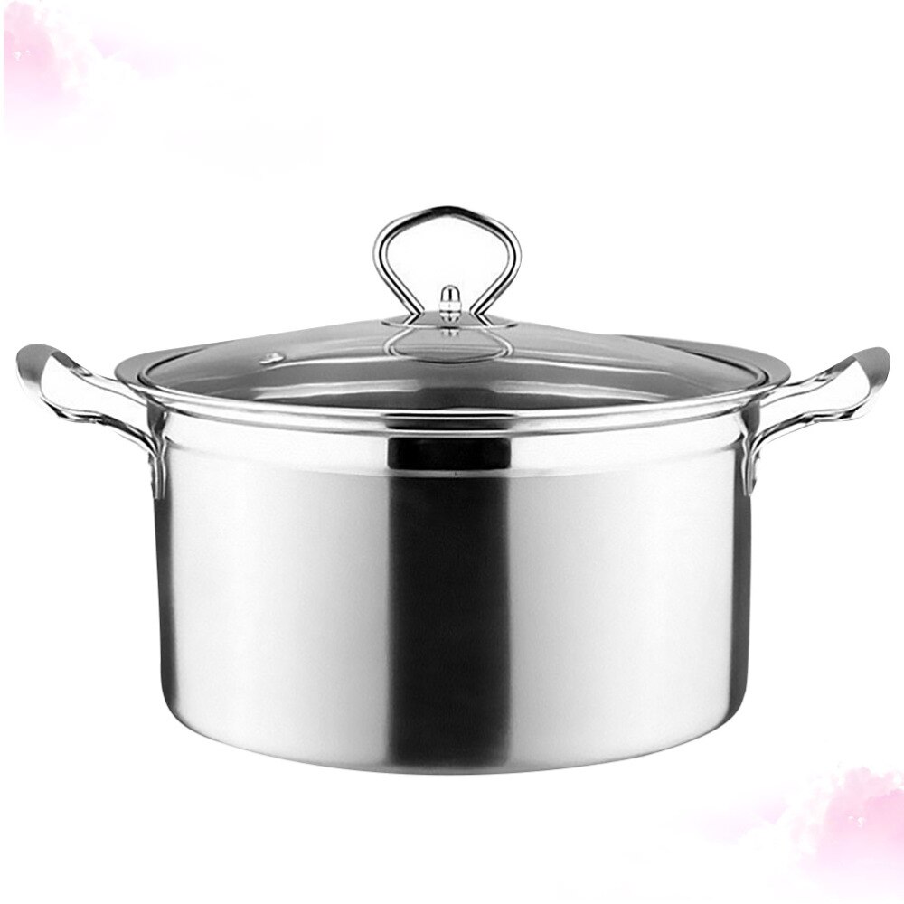 1Pc Induction Cooker Gas Cooker Universal Pot Soup Pot Bottom Stainless Steel Anti - Overflow Anti - Stick Pot(Silver)