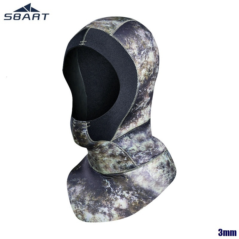 SBART 3mm Neoprene Men Women Scuba Diving Snorkeling Neck Hat Full Face Mask Waterproof Warm Spearfishing Swimming Hood Cap