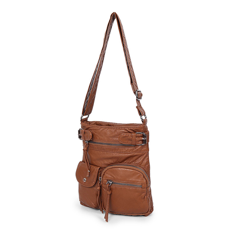 Petits sacs Messenger délavés pour femmes | Sac à bandoulière très doux, sac Vintage en cuir PU de bonne