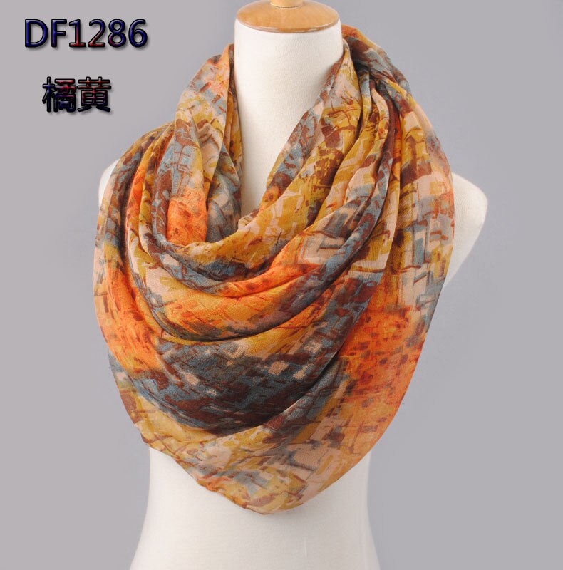 Specielt tryk voksen tyndt lang bomulds tørklæde kvinders efterår og vinter bali garn overdimensioneret strandhåndklæde  df1286: Orange gul