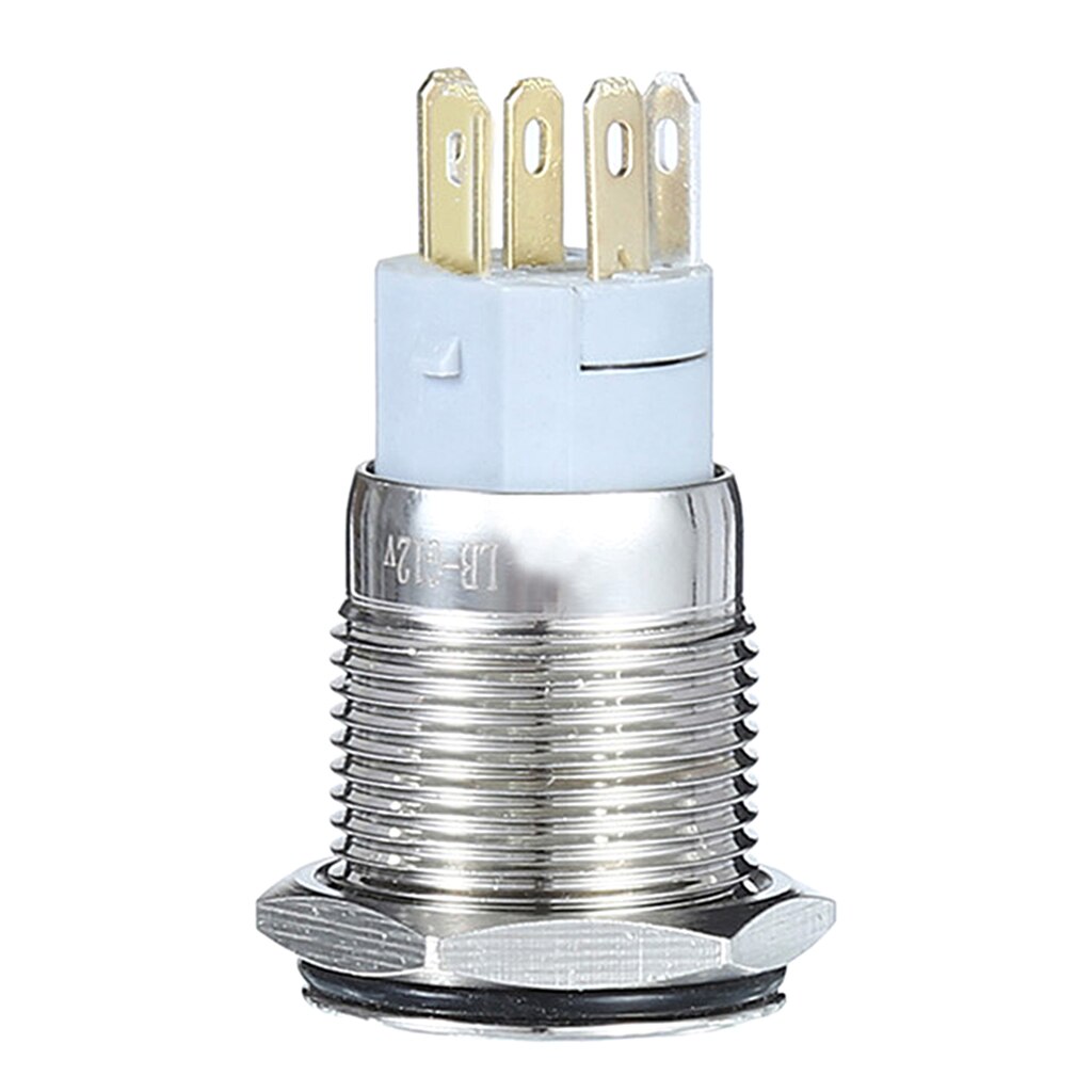 Momentary Push Button Switch Stainless Steel Shell Suitable for 16mm Mounting Hole Blue LED Light