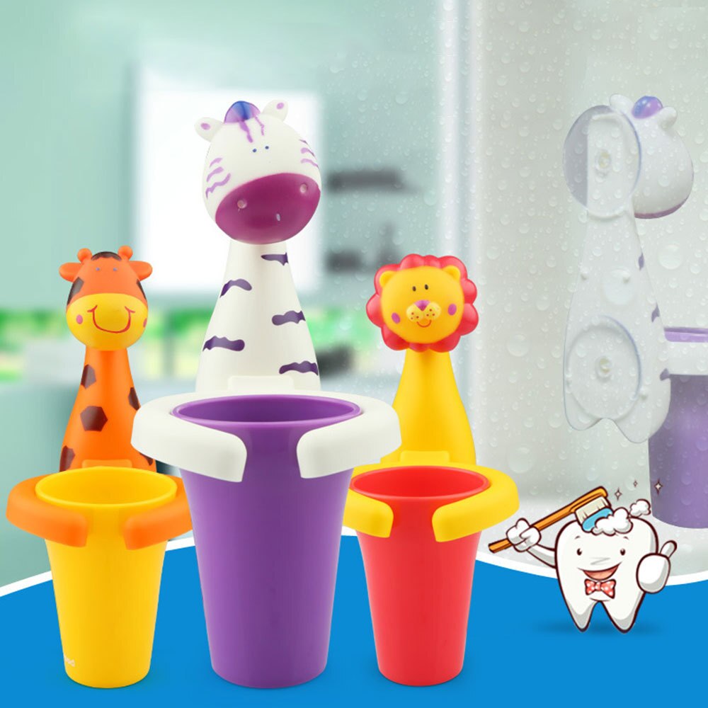 Kreative Saugnapf Zahnbürste Halfter Baby freundlicher freundlicher Zahnbürste Saugnapf Nette Ebene Giraffe Schwein Zahn Pflege Tasse