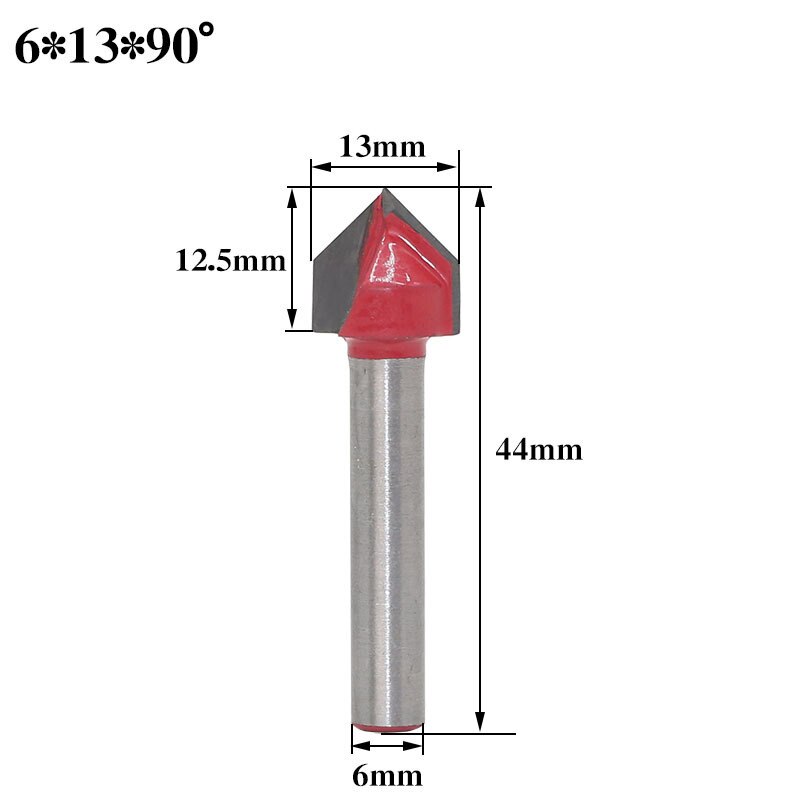 1pc 6mm v urajyrsinterät cnc kaiverrus jyrsin 60-150 asteen puuntyöstö veitsi volframikarbidi leikkaustyökalut: 6 x 13 x 90r