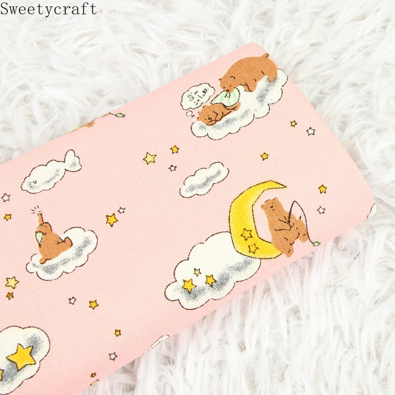 110 x 45cm tykke bomullsstoffer av yard moon bear trykt tela algodon håndlaget sy patchwork materiale tilbehør hjemmetekstil