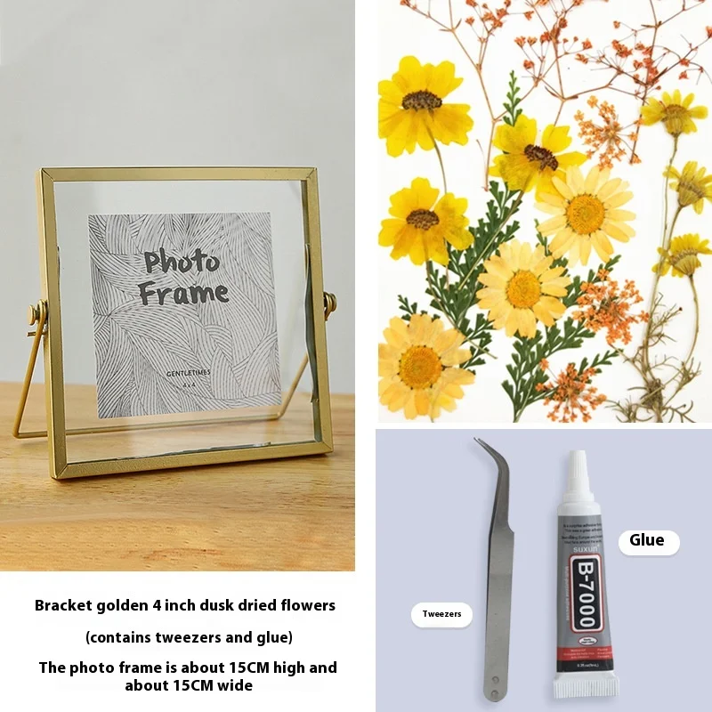 DIY Double-Sided Transparent Glass Picture Frame for Dried Flowers Handmade Home Decor Display Stand Decorative Photo Frame: light green