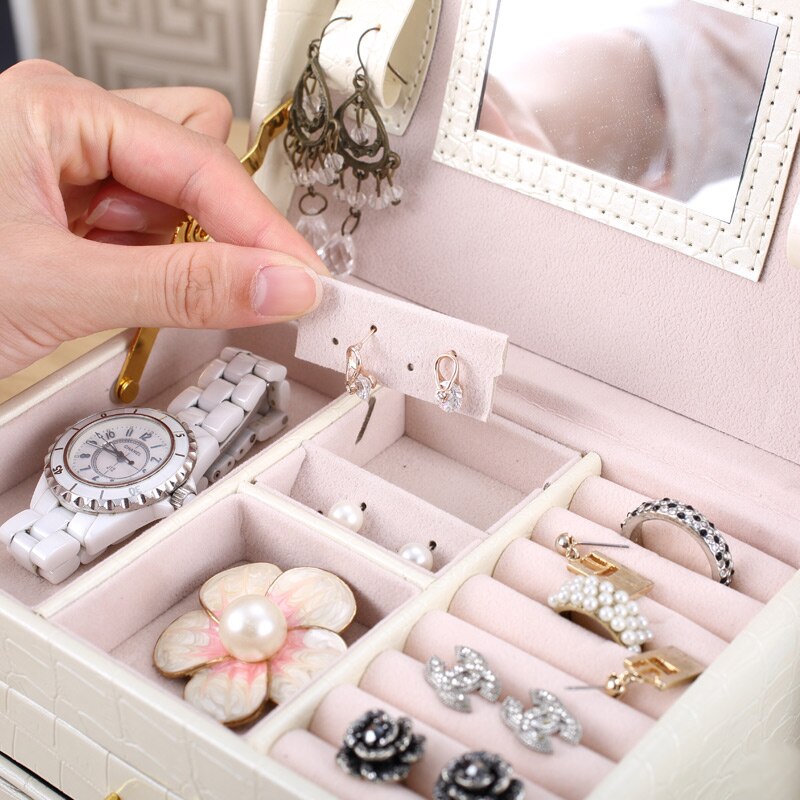 PU Schmuck Organizer box make-up Organizer Armbänder Ohrring & Ring sarg verpackung fall box Halskette container mädchen