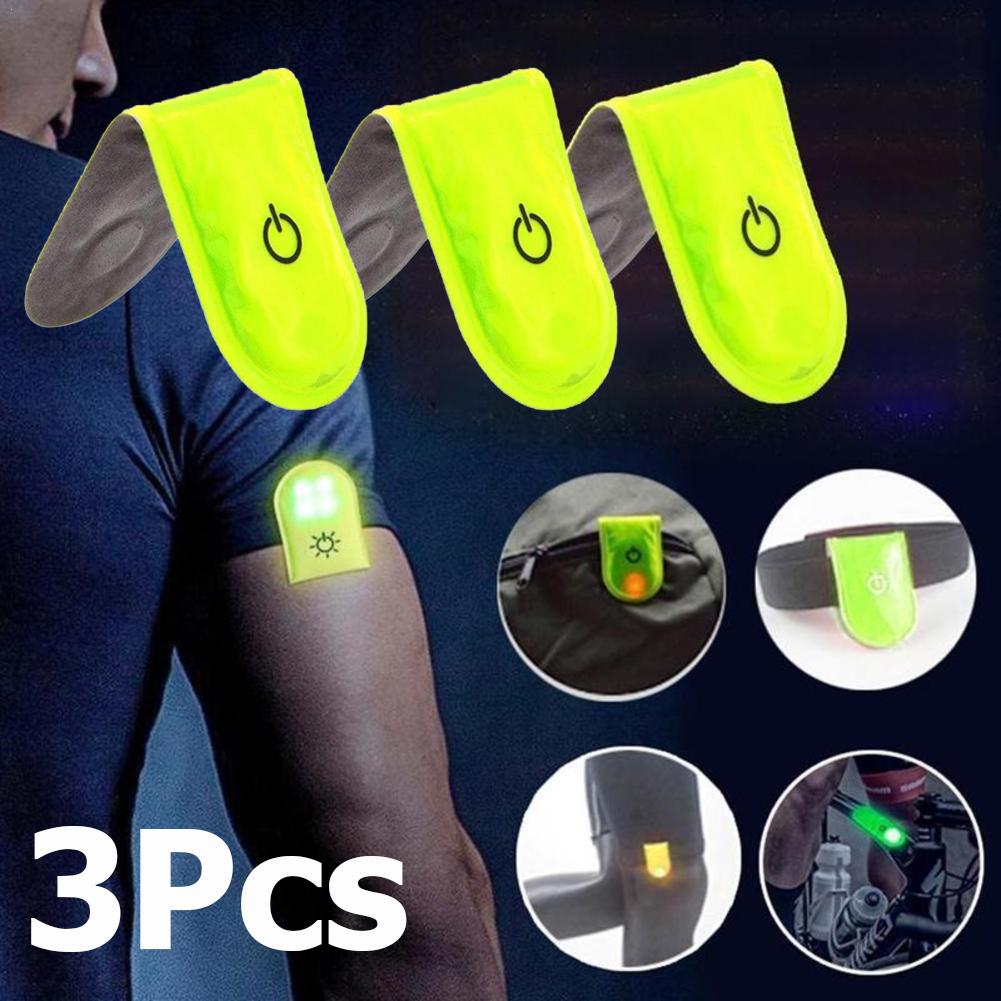 3 Stuks Led Hardlooplamp Outdoor Sport Led Veiligheidslicht Hoge Zichtbaarheid Reflecterende Magnetische Clip Lichten Voor Hardloophonden Fiets