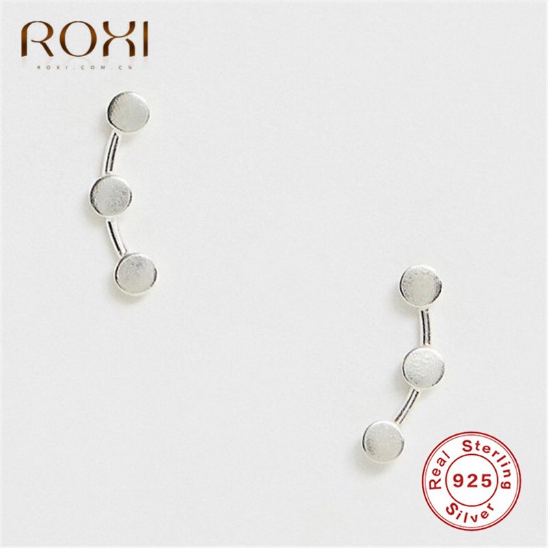 ROXI Echt 925 Sterling Silber Ohrringe Einfache Runde Punkte Stud Ohrringe für Frauen Sterling-silber-schmuck Brincos Ohr kletterer