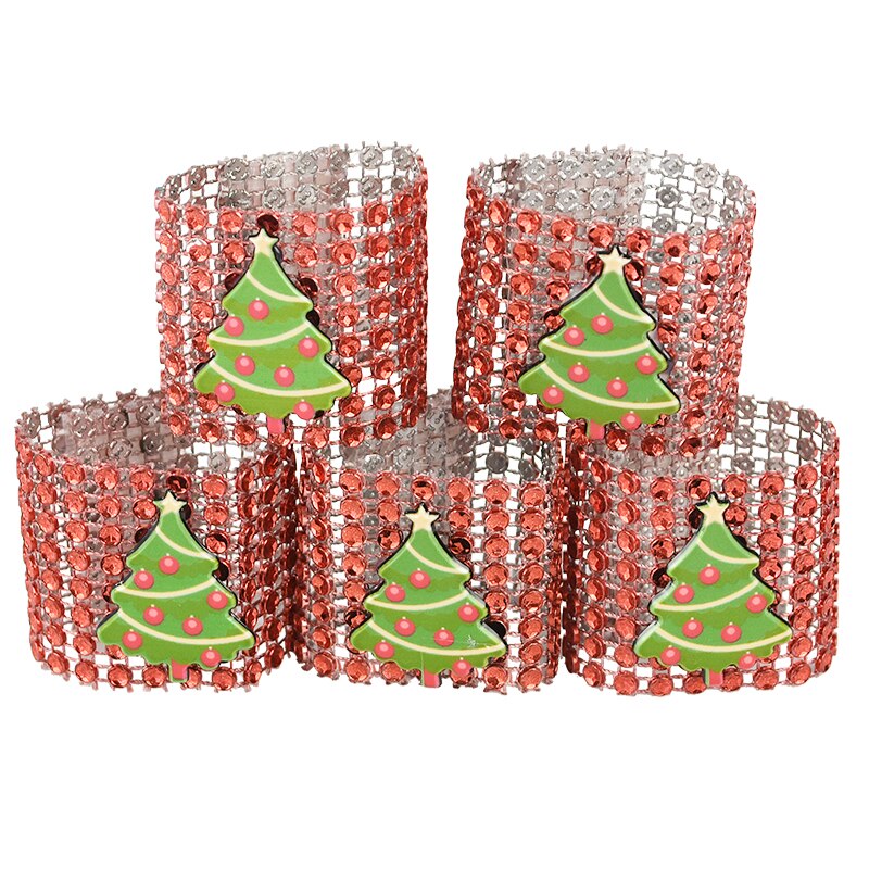 5 stk sølv rød guld serviet ring stole spænder juledekoration håndværk rhinestone buer holder håndlavede xmas forsyninger: B08