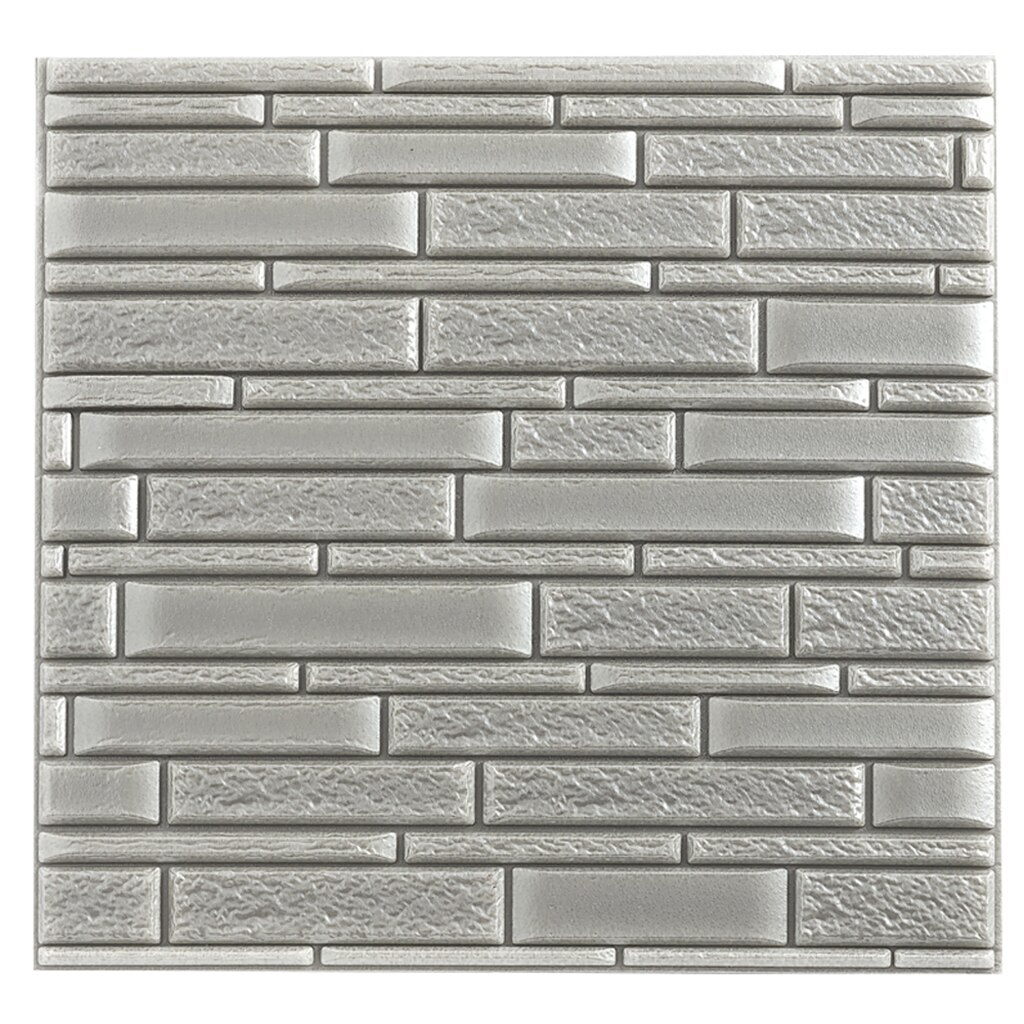PE Foam 3D Tile Brick Waterproof Panels Wall Sticker Self Adhesive Wallpaper: Silver