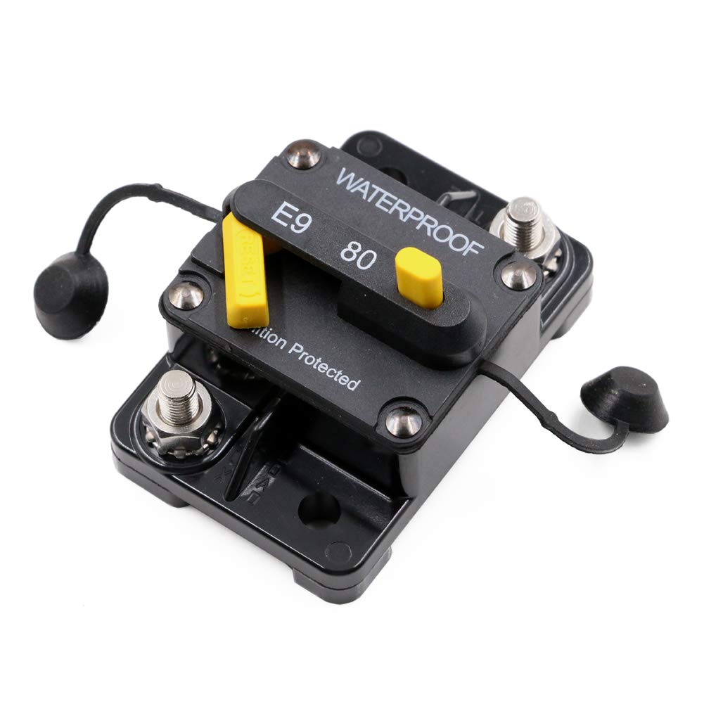 80A Waterproof Circuit Breaker Fuse Holder with Manual Reset Toggle Switch DC 12V- 72V